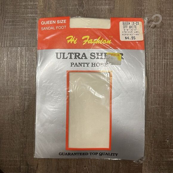 Hi Fashion Queen Size Ultra Sheer Panty Hose Off White Sandal Foot Nylon 170-215 - Picture 1 of 3